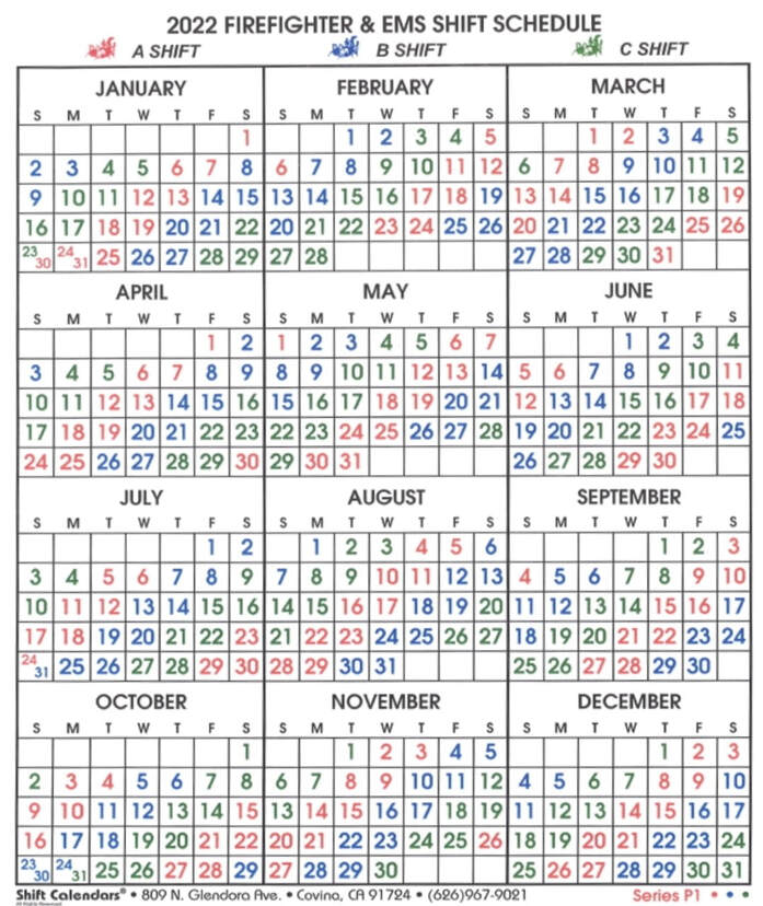 Duty Shift Calendar - WELCOME TO IDYLLWILD FIRE PROTECTION DISTRICT